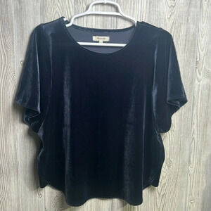 Madewell Women's Blue Velvet Butterfly Top Size Medium